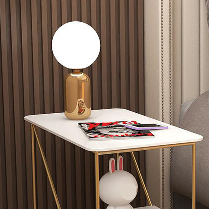 Mesa de noche de acento de metal de 25.59 "de 25.59" Mesa de noche industrial con 2 estantes