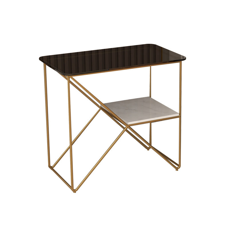 Mesa de noche de acento de metal de 25.59 "de 25.59" Mesa de noche industrial con 2 estantes