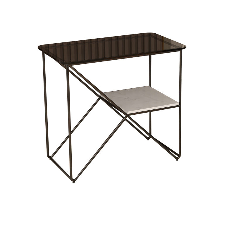 Mesa de noche de acento de metal de 25.59 "de 25.59" Mesa de noche industrial con 2 estantes