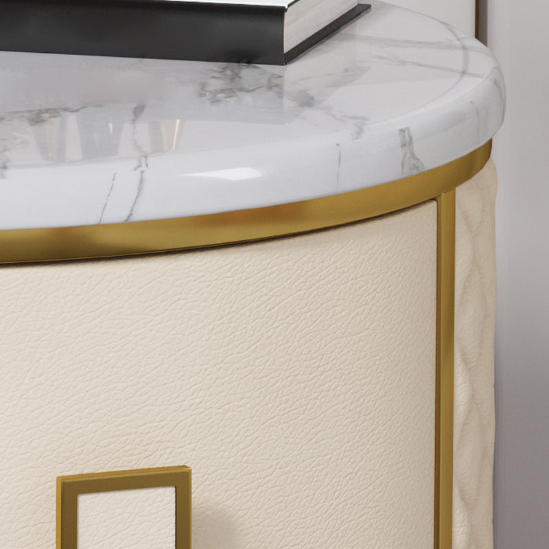 Round Accent Bedside Cabinet Solid Wood Accent Table Nightstand with 2 - Drawer Clearhalo 'Bedroom Furniture' 'furn' 'furn_night_stand' 'Furniture' 'night_stand' 'Nightstands' 5849443