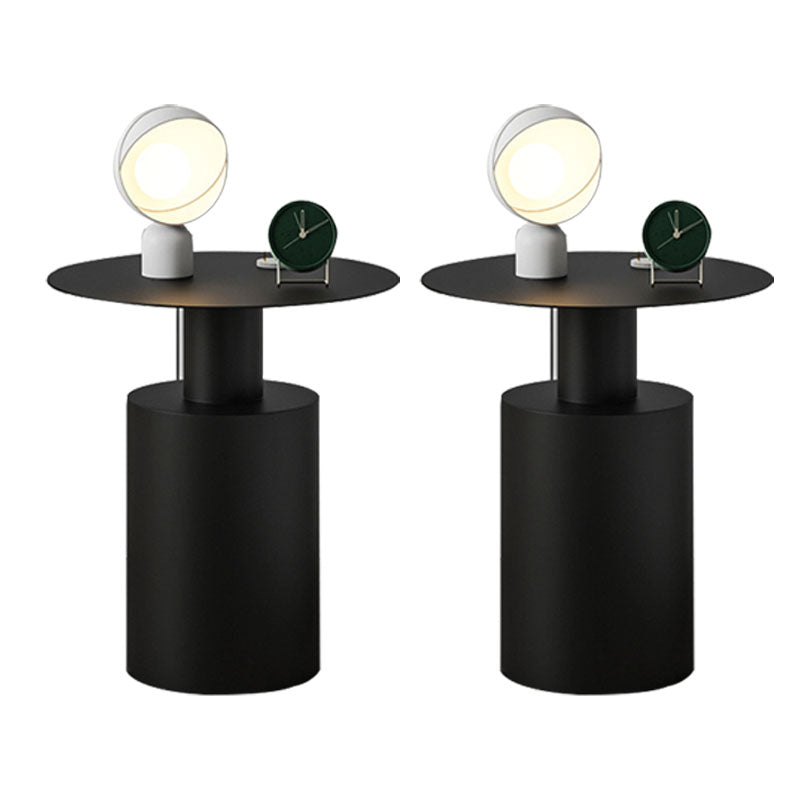 Tavolo da notte contemporaneo in metallo mobile rotondo per camera da letto