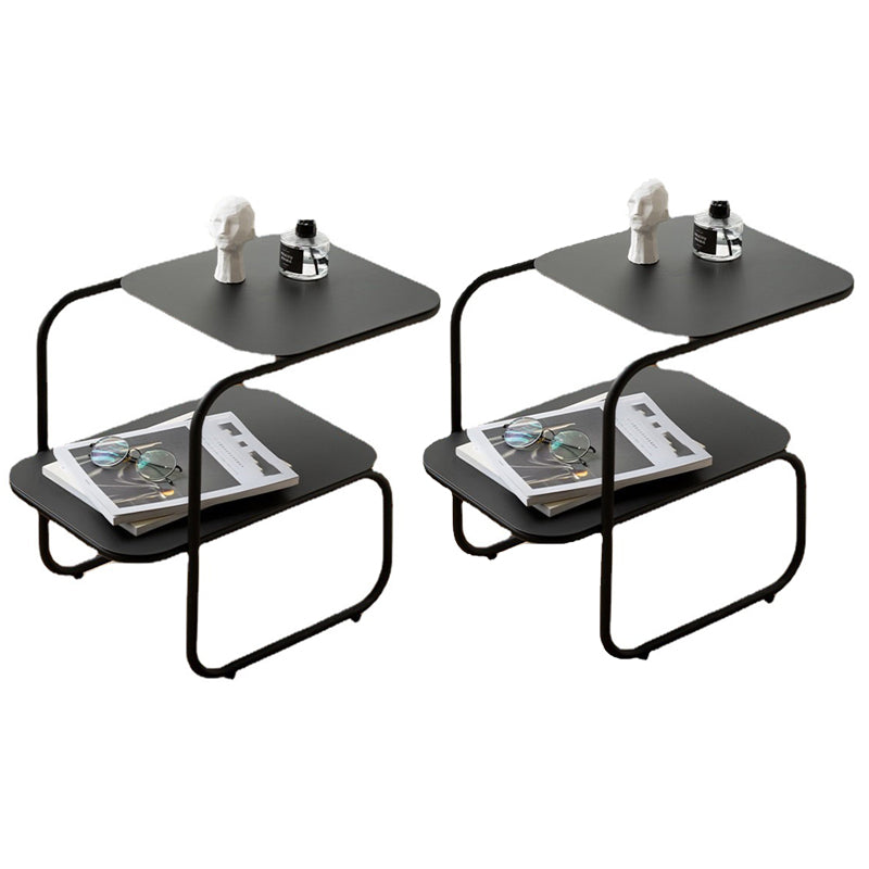 Open Storage Accent Table Nightstand Industrial Metal Bed Nightstand 21.7"L x 13.8"W x 18.1"H Black 2 Piece Set Clearhalo 'Bedroom Furniture' 'furn' 'furn_night_stand' 'Furniture' 'night_stand' 'Nightstands' 5849510