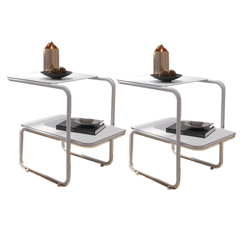 Open Storage Accent Table Nightstand Industrial Metal Bed Nightstand 21.7"L x 13.8"W x 18.1"H White 2 Piece Set Clearhalo 'Bedroom Furniture' 'furn' 'furn_night_stand' 'Furniture' 'night_stand' 'Nightstands' 5849512