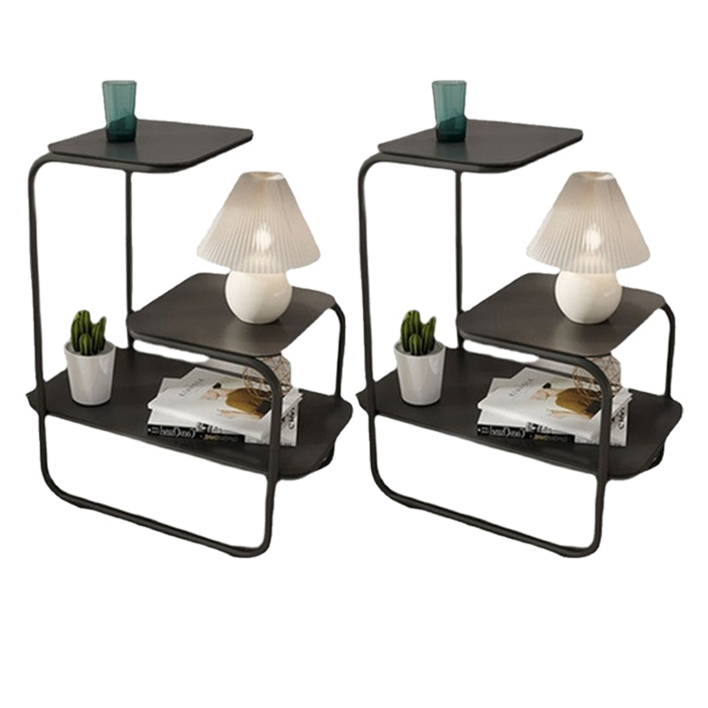 Open Storage Accent Table Nightstand Industrial Metal Bed Nightstand 24.4"L x 11"W x 24.4"H Black 2 Piece Set Clearhalo 'Bedroom Furniture' 'furn' 'furn_night_stand' 'Furniture' 'night_stand' 'Nightstands' 5849513