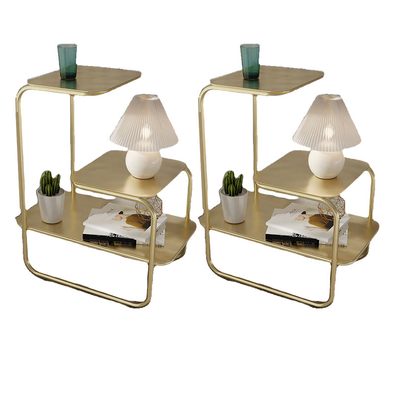 Open Storage Accent Table Nightstand Industrial Metal Bed Nightstand 24.4"L x 11"W x 24.4"H Gold 2 Piece Set Clearhalo 'Bedroom Furniture' 'furn' 'furn_night_stand' 'Furniture' 'night_stand' 'Nightstands' 5849517