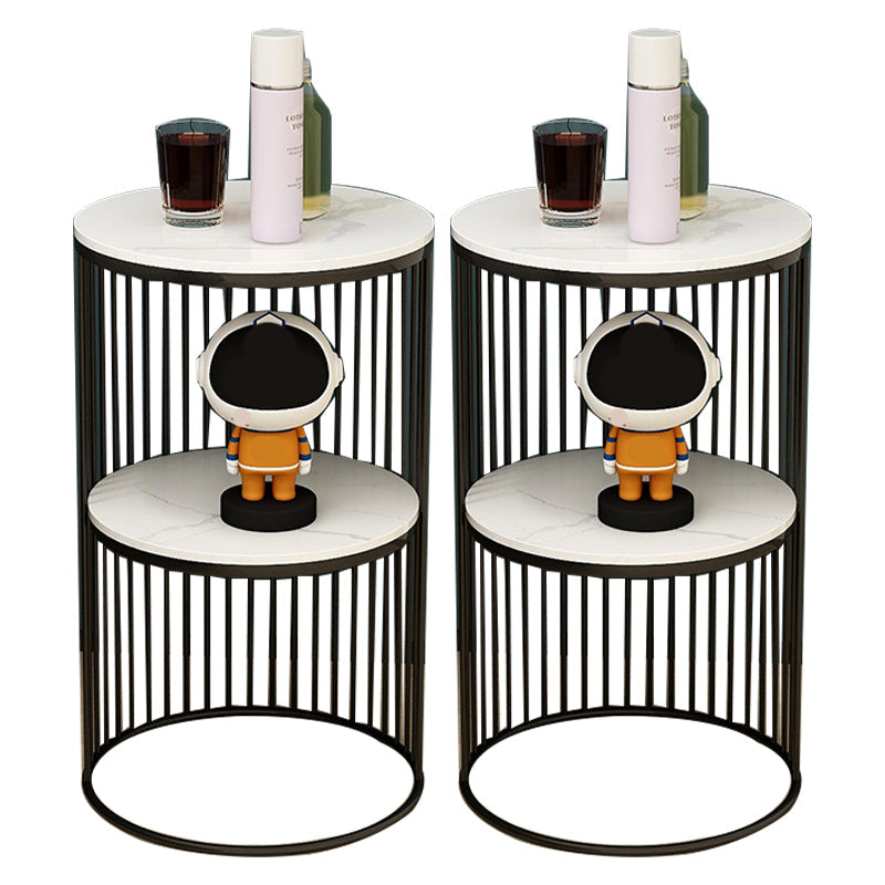 21.65" Tall Stone Night Table 2-shelf Accent Table Nightstand White 2 Piece Set Clearhalo 'Bedroom Furniture' 'furn' 'furn_night_stand' 'Furniture' 'night_stand' 'Nightstands' 5849551