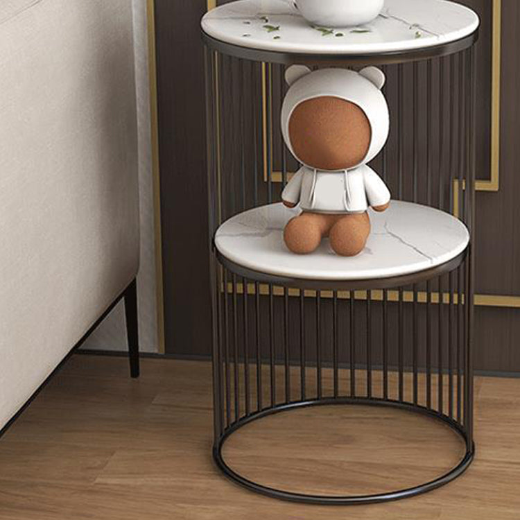 21.65" Tall Stone Night Table 2-shelf Accent Table Nightstand Clearhalo 'Bedroom Furniture' 'furn' 'furn_night_stand' 'Furniture' 'night_stand' 'Nightstands' 5849554