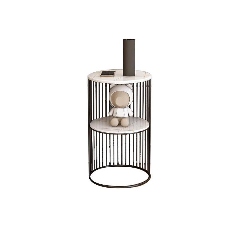 21.65" Tall Stone Night Table 2-shelf Accent Table Nightstand Clearhalo 'Bedroom Furniture' 'furn' 'furn_night_stand' 'Furniture' 'night_stand' 'Nightstands' 5849555