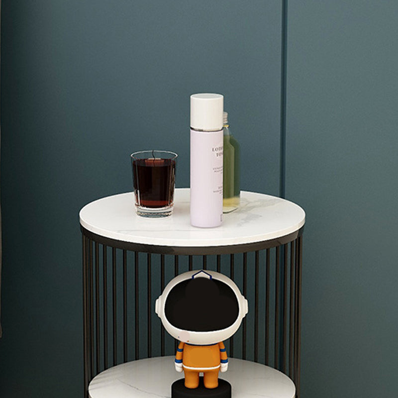 21.65" Tall Stone Night Table 2-shelf Accent Table Nightstand Clearhalo 'Bedroom Furniture' 'furn' 'furn_night_stand' 'Furniture' 'night_stand' 'Nightstands' 5849556