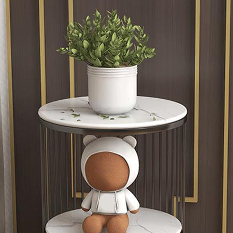 21.65" Tall Stone Night Table 2-shelf Accent Table Nightstand Clearhalo 'Bedroom Furniture' 'furn' 'furn_night_stand' 'Furniture' 'night_stand' 'Nightstands' 5849557