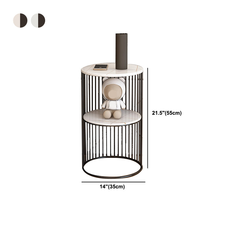 21.65" Tall Stone Night Table 2-shelf Accent Table Nightstand Clearhalo 'Bedroom Furniture' 'furn' 'furn_night_stand' 'Furniture' 'night_stand' 'Nightstands' 5849560