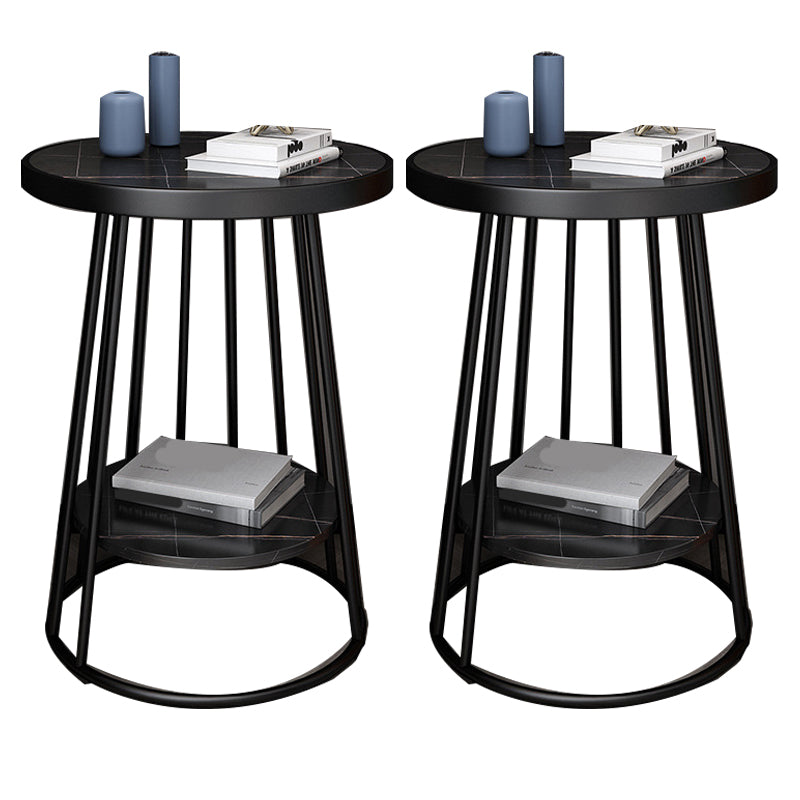 Mesa de acento industrial Nightsnant de 24.4 "Cama de altura Nightsnantal con 2 estantes