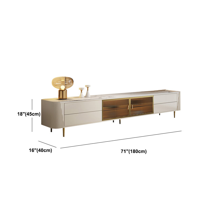 Glam Stone TV Media Console Stand di archiviazione chiusa in bianco