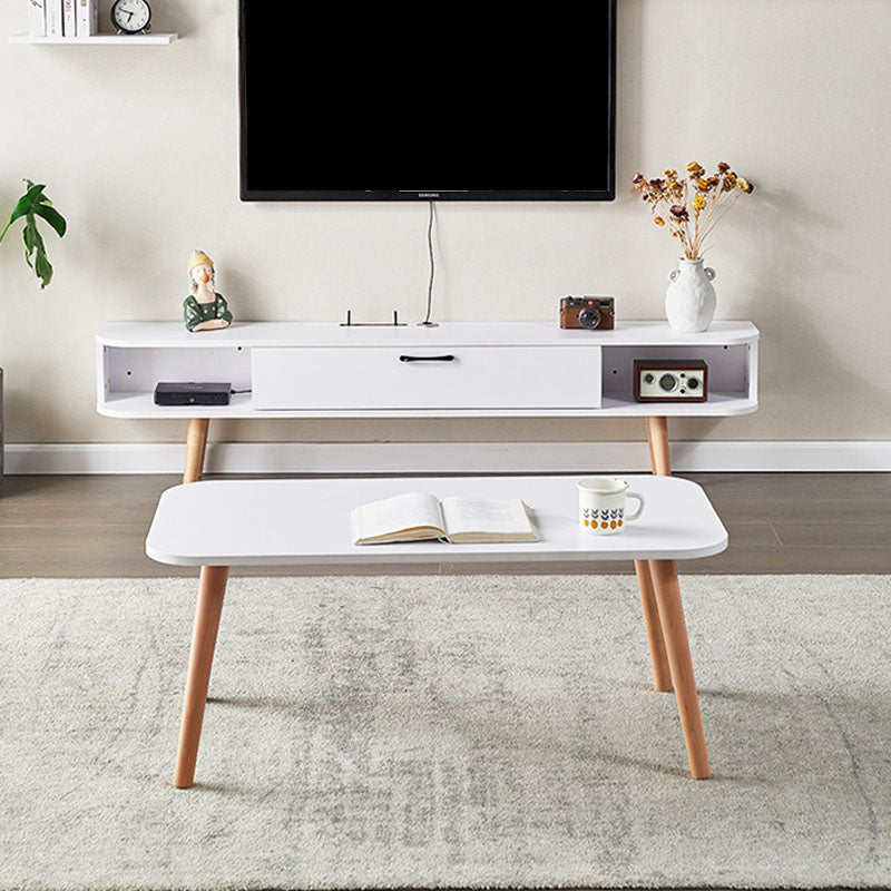 Consola de TV de 15,75 pulgadas de alto puesto de consolas de televisión de madera escandinava con estante abierto