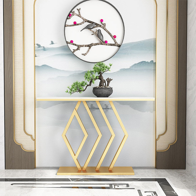 Contemporary Stone Console Sofa Table Rectangle Iron End Table for Hall Clearhalo 'Console Tables' 'console_tables' 'Entry & Mudroom Furniture' 'furn' 'furn_console_tables' 'Furniture' 5850115