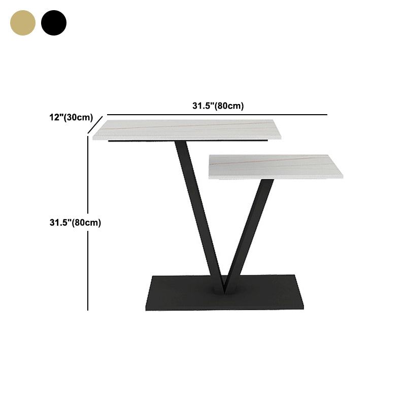 Tavolo da divano di divano console in pietra contemporanea tavolo da rettangolo con scaffale per la sala