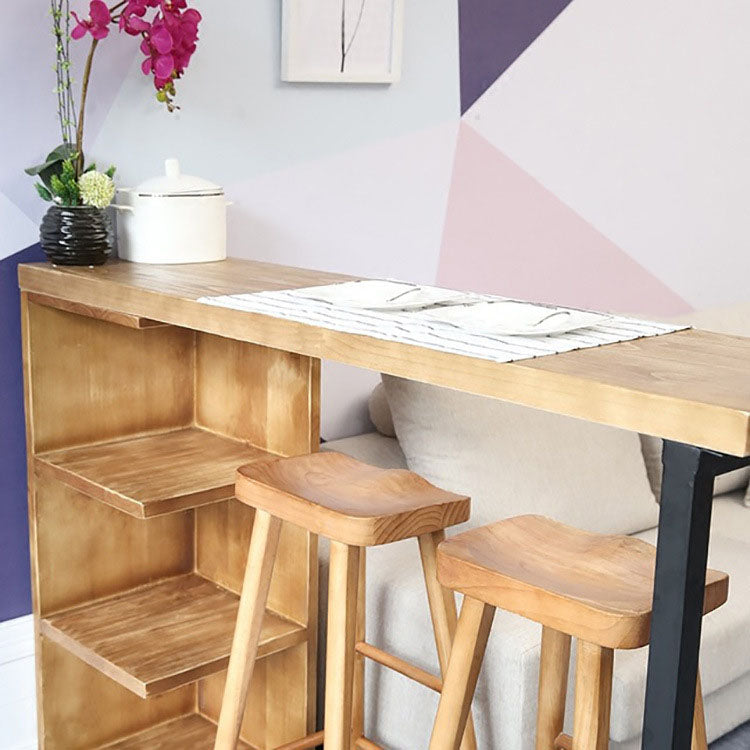 Industrial 1/2/3 Pieces Bar Table Set Rectangle Bar Table with High Wood Stools Clearhalo 'Bar Furniture' 'furn' 'furn_home_bar_bar_sets' 'Furniture' 'Home Bars & Bar Sets' 'home_bar_bar_sets' 'Kitchen & Dining Furniture' 5850157