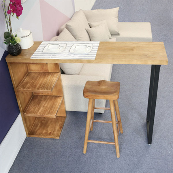 Industrial 1/2/3 Pieces Bar Table Set Rectangle Bar Table with High Wood Stools Clearhalo 'Bar Furniture' 'furn' 'furn_home_bar_bar_sets' 'Furniture' 'Home Bars & Bar Sets' 'home_bar_bar_sets' 'Kitchen & Dining Furniture' 5850161