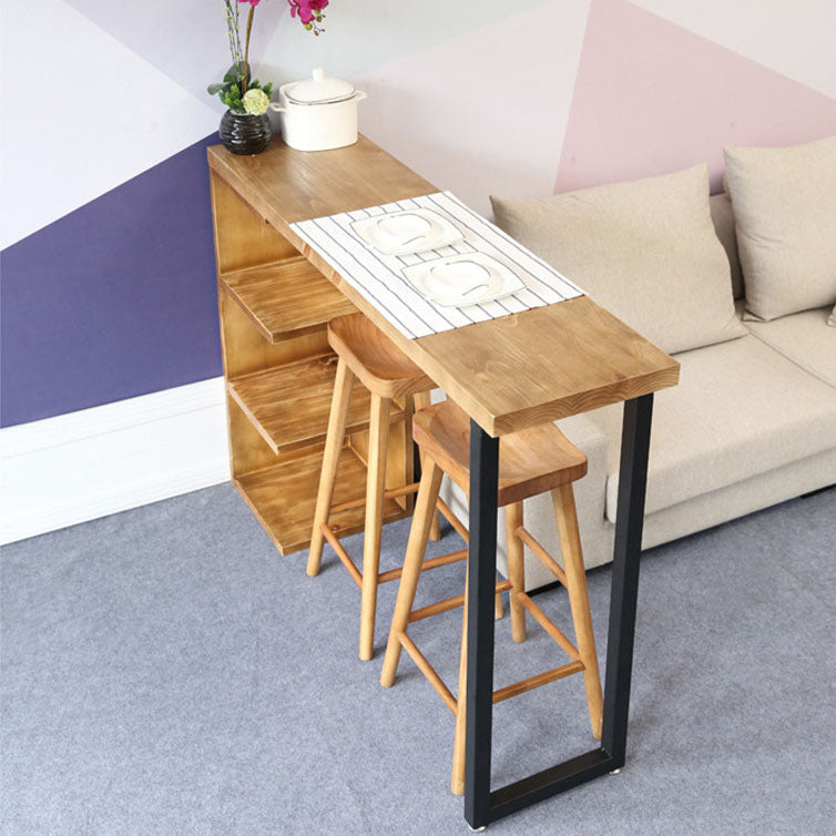 Industrial 1/2/3 Pieces Bar Table Set Rectangle Bar Table with High Wood Stools Clearhalo 'Bar Furniture' 'furn' 'furn_home_bar_bar_sets' 'Furniture' 'Home Bars & Bar Sets' 'home_bar_bar_sets' 'Kitchen & Dining Furniture' 5850162