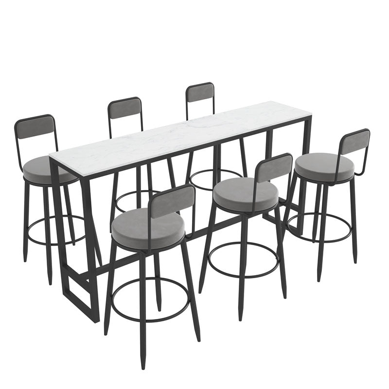 Modern 1/7 Pieces Bar Table Set Rectangle Stone Counter Table with Stools for Living Room Clearhalo 'Bar Furniture' 'furn' 'furn_home_bar_bar_sets' 'Furniture' 'Home Bars & Bar Sets' 'home_bar_bar_sets' 'Kitchen & Dining Furniture' 5850176