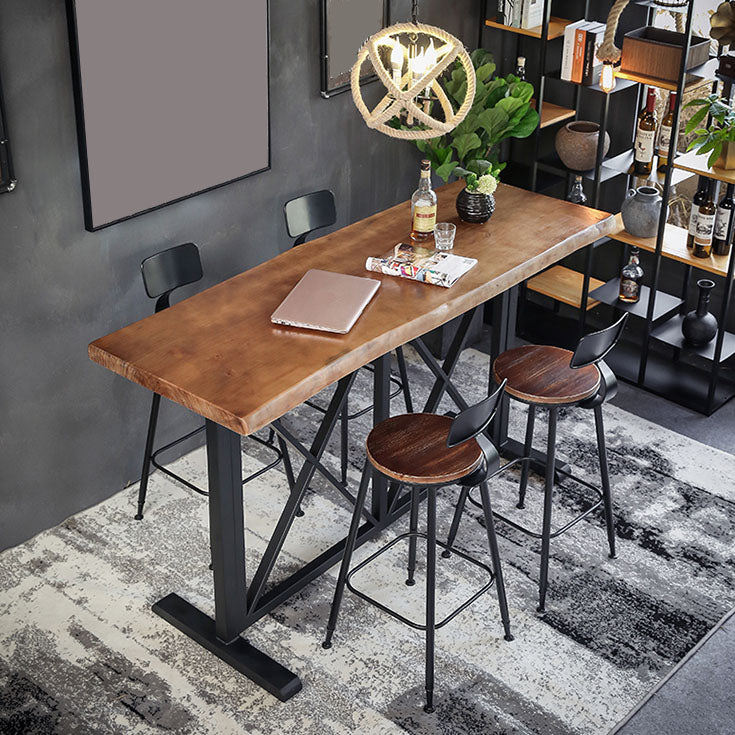 Ensemble de Table de Bar industrielle, 1/5 pièces, Table de comptoir rectangulaire en bois de pin avec tabourets pour Bar