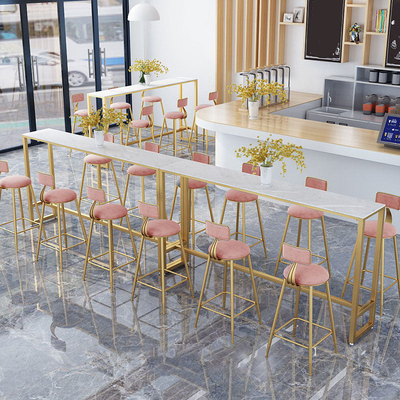 Glam Style 1/2/7 Pieces Faux Marble Bar Table Set Fixed Table Counter Set for Home Use Clearhalo 'Bar Furniture' 'furn' 'furn_home_bar_bar_sets' 'Furniture' 'Home Bars & Bar Sets' 'home_bar_bar_sets' 'Kitchen & Dining Furniture' 5850264