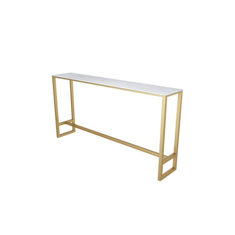 Glam Style 1/2/7 Pieces Faux Marble Bar Table Set Fixed Table Counter Set for Home Use White 87"L x 16"W Clearhalo 'Bar Furniture' 'furn' 'furn_home_bar_bar_sets' 'Furniture' 'Home Bars & Bar Sets' 'home_bar_bar_sets' 'Kitchen & Dining Furniture' 5850265