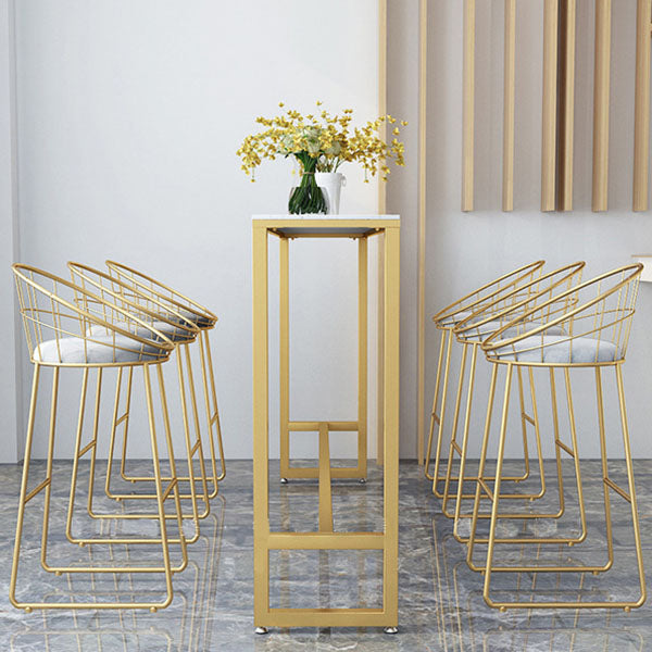 Glam Style 1/2/7 Pieces Faux Marble Bar Table Set Fixed Table Counter Set for Home Use Clearhalo 'Bar Furniture' 'furn' 'furn_home_bar_bar_sets' 'Furniture' 'Home Bars & Bar Sets' 'home_bar_bar_sets' 'Kitchen & Dining Furniture' 5850273