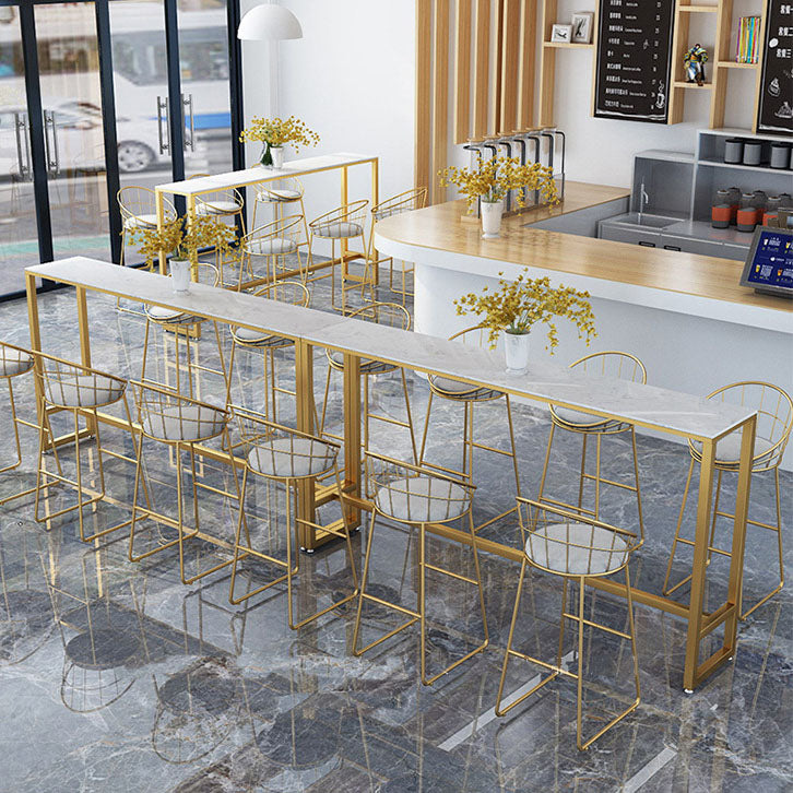 Glam Style 1/2/7 Pieces Faux Marble Bar Table Set Fixed Table Counter Set for Home Use Clearhalo 'Bar Furniture' 'furn' 'furn_home_bar_bar_sets' 'Furniture' 'Home Bars & Bar Sets' 'home_bar_bar_sets' 'Kitchen & Dining Furniture' 5850274