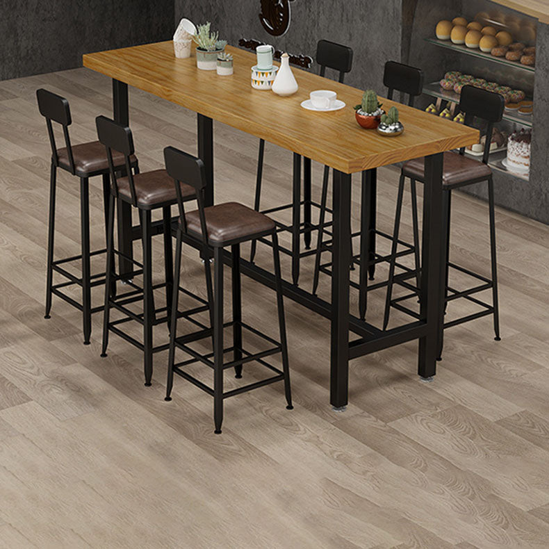 Modern Rectangle Pub Dining Set 1/2/6/7/9/11 Pieces Indoor Table and Stool Set 7 Pieces: Table, 6 Stools Clearhalo 'Bar Furniture' 'furn' 'furn_home_bar_bar_sets' 'Furniture' 'Home Bars & Bar Sets' 'home_bar_bar_sets' 'Kitchen & Dining Furniture' 5850285
