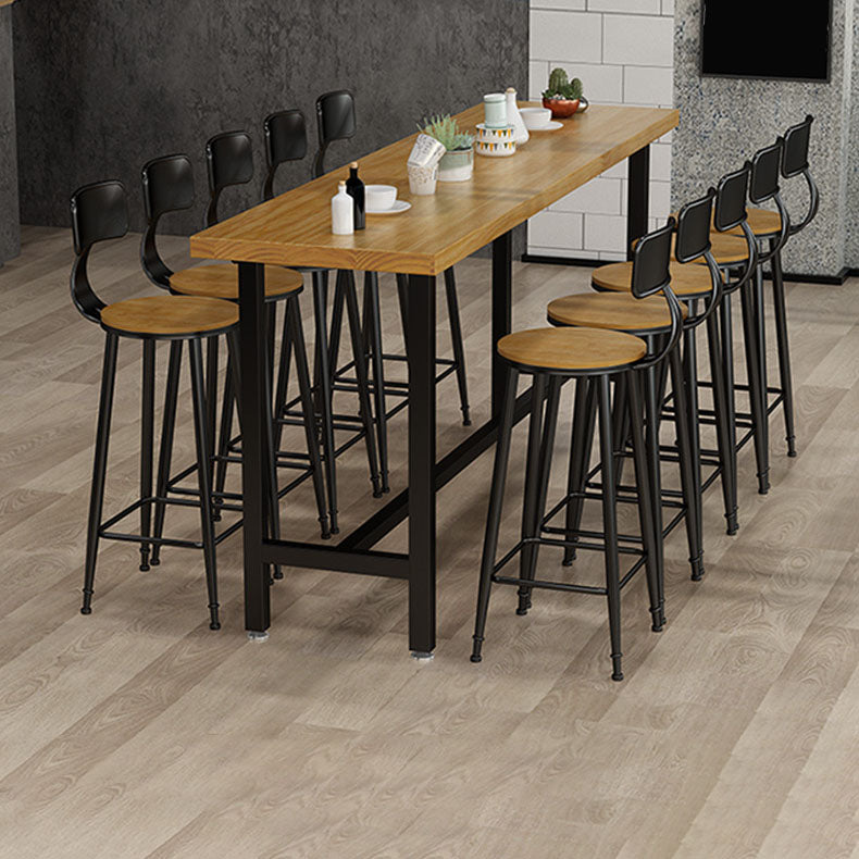 Modern Rectangle Pub Dining Set 1/2/6/7/9/11 Pieces Indoor Table and Stool Set 11 Pieces: Table, 10 Natural Stools Clearhalo 'Bar Furniture' 'furn' 'furn_home_bar_bar_sets' 'Furniture' 'Home Bars & Bar Sets' 'home_bar_bar_sets' 'Kitchen & Dining Furniture' 5850286