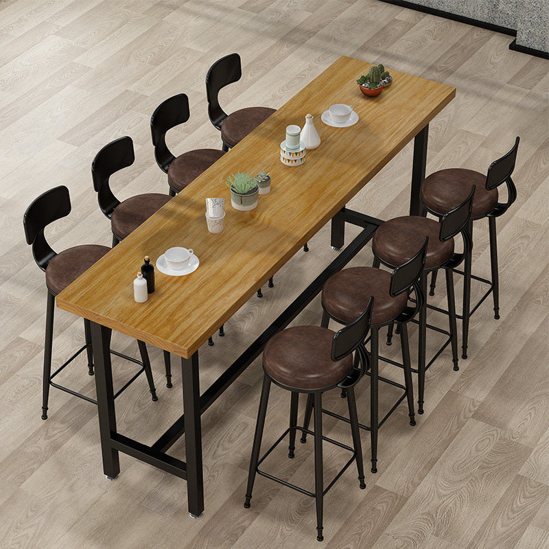 Modern Rectangle Pub Dining Set 1/2/6/7/9/11 Pieces Indoor Table and Stool Set 9 Pieces: Table, 8 Brown Stools Clearhalo 'Bar Furniture' 'furn' 'furn_home_bar_bar_sets' 'Furniture' 'Home Bars & Bar Sets' 'home_bar_bar_sets' 'Kitchen & Dining Furniture' 5850291