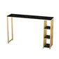 1/3 Pieces Luxurious Rectangular Pub Table Set Artificial Marble Top Bar Table Set Black 79"L x 16"W Clearhalo 'Bar Furniture' 'furn' 'furn_home_bar_bar_sets' 'Furniture' 'Home Bars & Bar Sets' 'home_bar_bar_sets' 'Kitchen & Dining Furniture' 5850344
