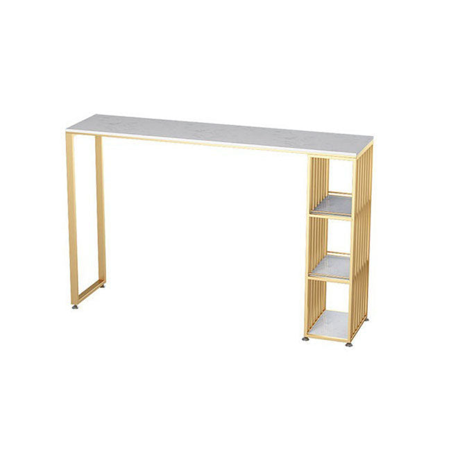 1/3 Pieces Luxurious Rectangular Pub Table Set Artificial Marble Top Bar Table Set White 79"L x 16"W Clearhalo 'Bar Furniture' 'furn' 'furn_home_bar_bar_sets' 'Furniture' 'Home Bars & Bar Sets' 'home_bar_bar_sets' 'Kitchen & Dining Furniture' 5850346