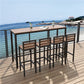 Contemporary Bar Table Set 1/2/5 Pcs Iron Black Metal Frame Bar Table and Stools