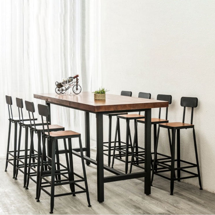 Industrial 1/2/9 Pieces Solid Wood Bar Table Set Fixed Bistro Set for Home Use Clearhalo 'Bar Furniture' 'furn' 'furn_home_bar_bar_sets' 'Furniture' 'Home Bars & Bar Sets' 'home_bar_bar_sets' 'Kitchen & Dining Furniture' 5850400