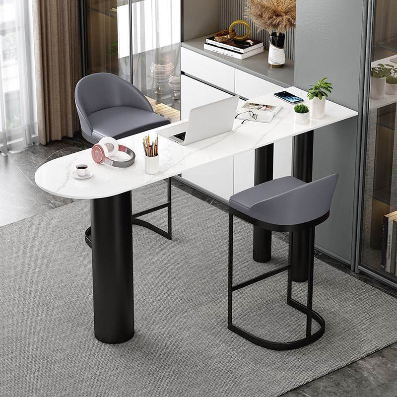 Juego de mesa de bar de forma libre, mesa de bar con base de hierro moderna y taburetes, 1/2/3 piezas