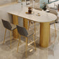 White Stone Top Counter Set Modern 1/2/5 Pieces Indoor Bar Stool and Table Set 5 Pieces: Gold Table, 4 Gray Stools Clearhalo 'Bar Furniture' 'furn' 'furn_home_bar_bar_sets' 'Furniture' 'Home Bars & Bar Sets' 'home_bar_bar_sets' 'Kitchen & Dining Furniture' 5850483