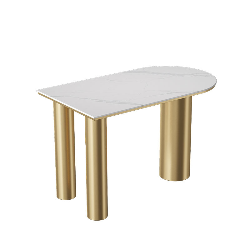 White Stone Top Counter Set Modern 1/2/5 Pieces Indoor Bar Stool and Table Set Gold 78.7"L x 21.7"W Clearhalo 'Bar Furniture' 'furn' 'furn_home_bar_bar_sets' 'Furniture' 'Home Bars & Bar Sets' 'home_bar_bar_sets' 'Kitchen & Dining Furniture' 5850491