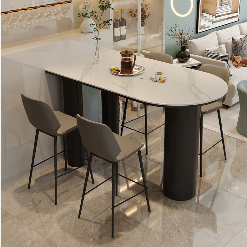 White Stone Top Counter Set Modern 1/2/5 Pieces Indoor Bar Stool and Table Set 5 Pieces: Black Table, 4 Black Stools Clearhalo 'Bar Furniture' 'furn' 'furn_home_bar_bar_sets' 'Furniture' 'Home Bars & Bar Sets' 'home_bar_bar_sets' 'Kitchen & Dining Furniture' 5850497