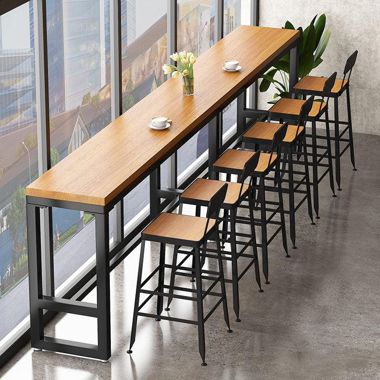 Industrial Table and Stool Set 1/4/7 Pcs Solid Wood Bar Table with Iron Base Stools 7 Pieces: Table, 6 Stools Clearhalo 'Bar Furniture' 'furn' 'furn_home_bar_bar_sets' 'Furniture' 'Home Bars & Bar Sets' 'home_bar_bar_sets' 'Kitchen & Dining Furniture' 5850511