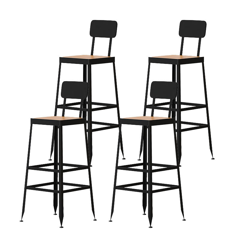 Industrial Table and Stool Set 1/4/7 Pcs Solid Wood Bar Table with Iron Base Stools Black-Brown 30"H Stools (Set of 4) Clearhalo 'Bar Furniture' 'furn' 'furn_home_bar_bar_sets' 'Furniture' 'Home Bars & Bar Sets' 'home_bar_bar_sets' 'Kitchen & Dining Furniture' 5850512
