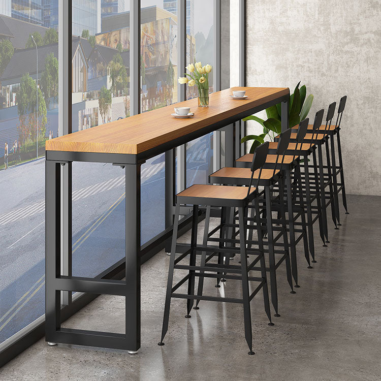 Industrial Table and Stool Set 1/4/7 Pcs Solid Wood Bar Table with Iron Base Stools Clearhalo 'Bar Furniture' 'furn' 'furn_home_bar_bar_sets' 'Furniture' 'Home Bars & Bar Sets' 'home_bar_bar_sets' 'Kitchen & Dining Furniture' 5850514