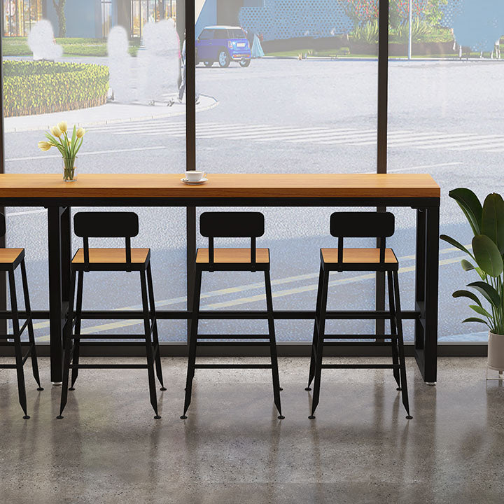 Industrial Table and Stool Set 1/4/7 Pcs Solid Wood Bar Table with Iron Base Stools Clearhalo 'Bar Furniture' 'furn' 'furn_home_bar_bar_sets' 'Furniture' 'Home Bars & Bar Sets' 'home_bar_bar_sets' 'Kitchen & Dining Furniture' 5850520