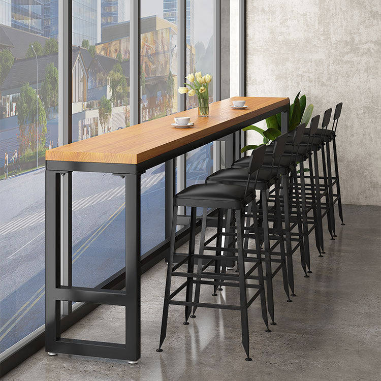 Industrial Table and Stool Set 1/4/7 Pcs Solid Wood Bar Table with Iron Base Stools Clearhalo 'Bar Furniture' 'furn' 'furn_home_bar_bar_sets' 'Furniture' 'Home Bars & Bar Sets' 'home_bar_bar_sets' 'Kitchen & Dining Furniture' 5850521