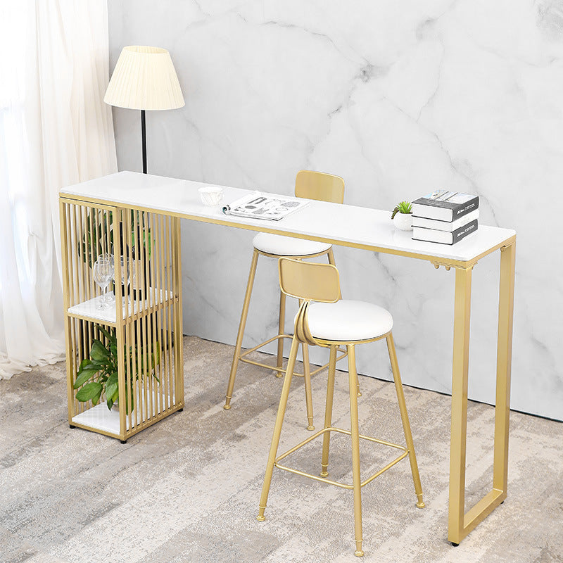 Glam Stone Bar Table Set 1/2/3 Pieces Rectangular Counter Set 3 Pieces: Table, 2 Stools Clearhalo 'Bar Furniture' 'furn' 'furn_home_bar_bar_sets' 'Furniture' 'Home Bars & Bar Sets' 'home_bar_bar_sets' 'Kitchen & Dining Furniture' 5850562