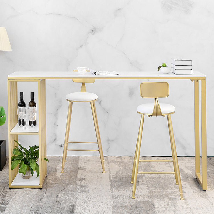 Glam Stone Bar Table Set 1/2/3 Pieces Rectangular Counter Set Clearhalo 'Bar Furniture' 'furn' 'furn_home_bar_bar_sets' 'Furniture' 'Home Bars & Bar Sets' 'home_bar_bar_sets' 'Kitchen & Dining Furniture' 5850573