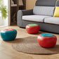 Specialty Ottoman Faux Leather Water Resistant Pouf Geometric Pattern Ottoman