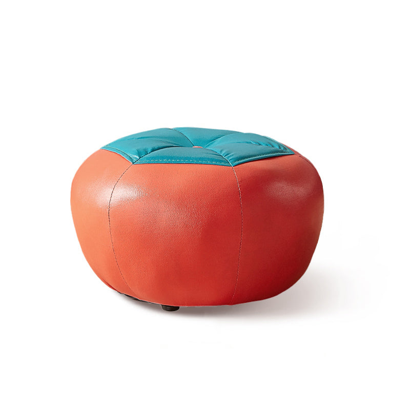 Specialty Ottoman Faux Leather Water Resistant Pouf Geometric Pattern Ottoman