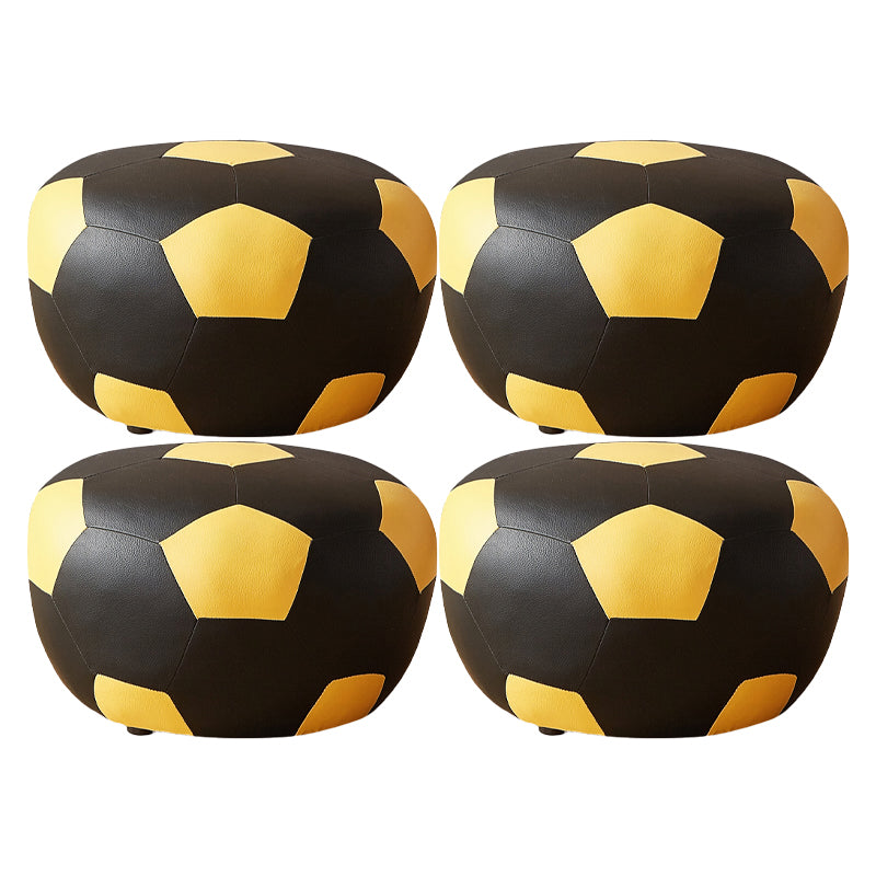 Specialty Ottoman Faux Leather Water Resistant Pouf Geometric Pattern Ottoman